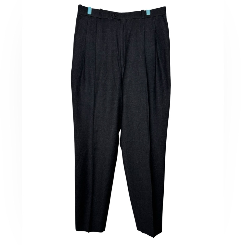 Vintage Pure Virgin Wool High Waisted Pants Charcoal/Black size 14 New